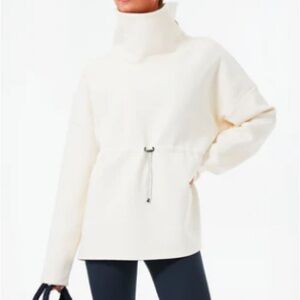 Varley Barton Sweatshirt Eggnog Ivory Cream Small High Neck Pullover Top